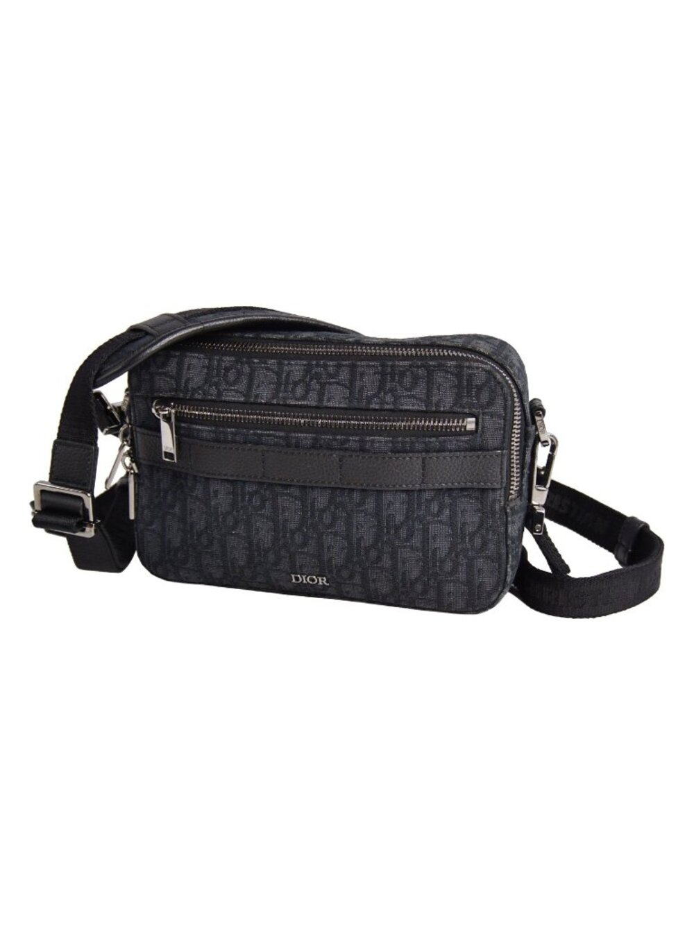 Dior Shoulder Bag Safari Oblique Trotter Purse Canvas Navy